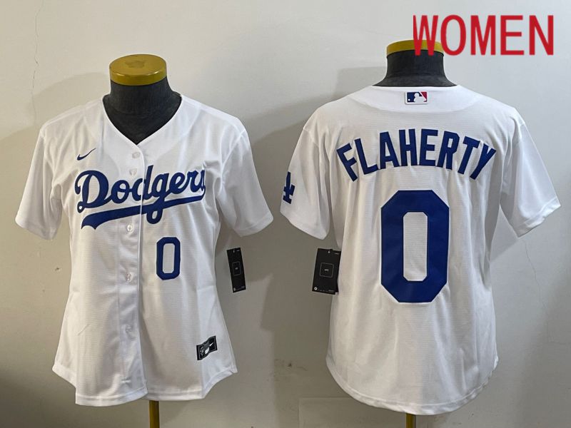 Women Los Angeles Dodgers #0 Flaherty White Game 2024 Nike MLB Jersey style 12112->women mlb jersey->Women Jersey